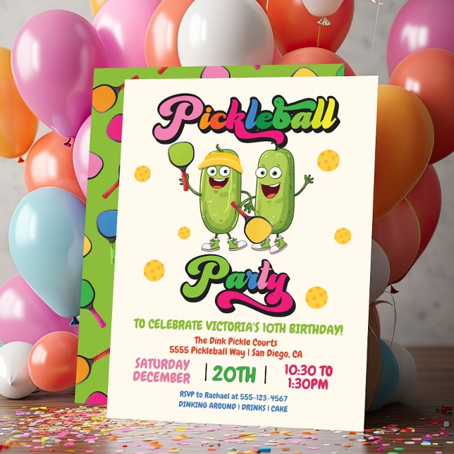 Funny Retro Pickleball Party Invitation (Creator Uploaded)
