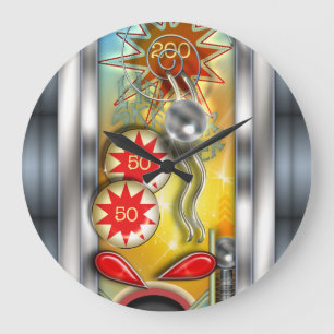 Funny Retro Pinball Machine Large Clock