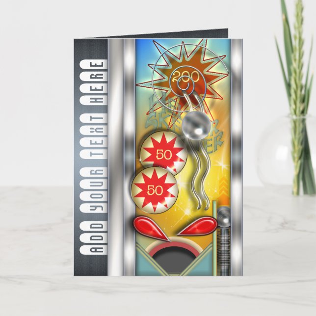 Funny Retro Pinball Machine Personalised Card (Front)