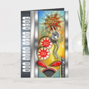 Funny Retro Pinball Machine Personalised Card