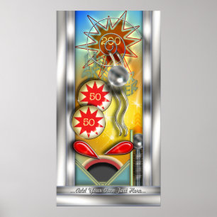 Funny Retro Pinball Machine Personalised Poster