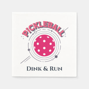 Funny Retro Pink Dink & Run Pickleball Napkin