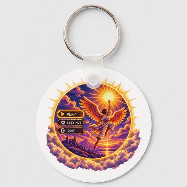 Funny Retro Pixel Game Menu Keychains (Front)
