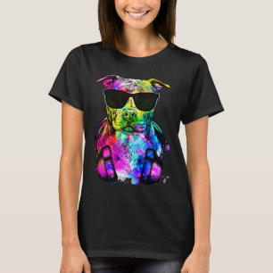 Funny Retro Pop Pit Bull Pittie Dog Portrait with T-Shirt