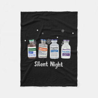 Funny Retro Propofol Silent Night Icu Nurses Merry Fleece Blanket