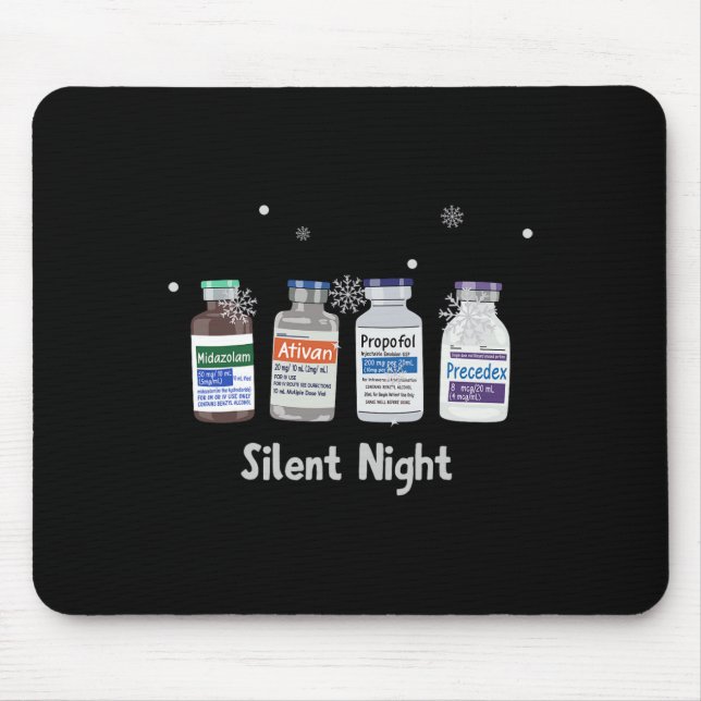 Funny Retro Propofol Silent Night Icu Nurses Merry Mouse Pad (Front)