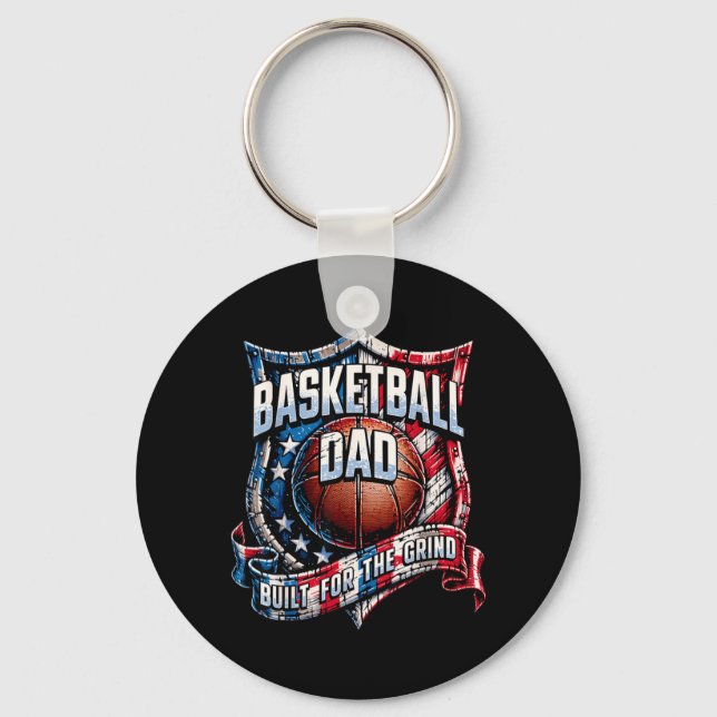 Funny Retro Proud Basketball Dad Key Ring (Front)