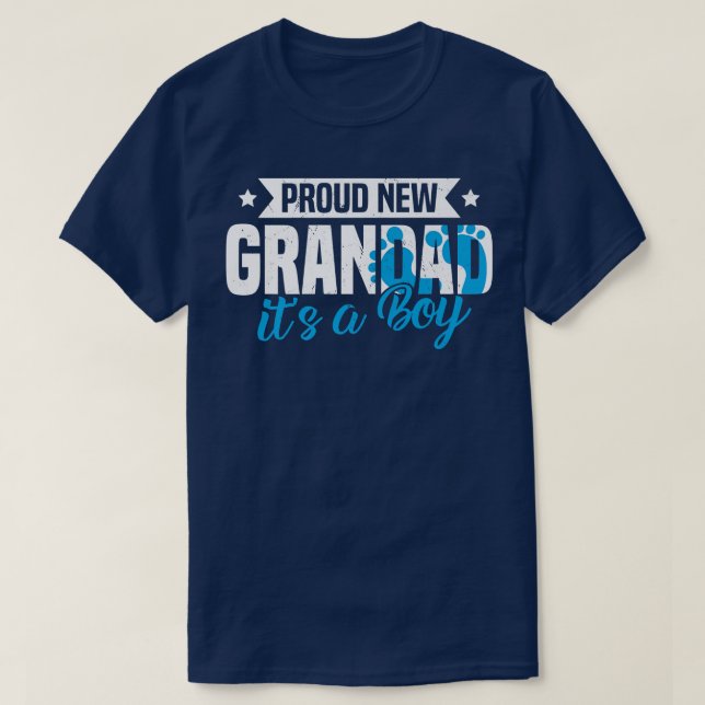 Funny Retro Proud New Grandad It's A Boy Gender Re T-Shirt (Design Front)