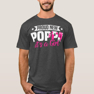 Funny Retro Proud New Poppa It's A Girl Gender Rev T-Shirt