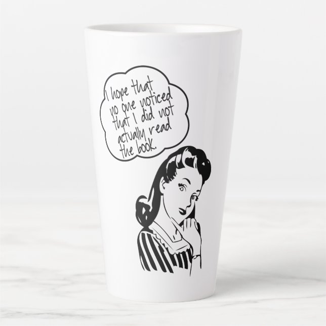 Funny Retro Reading Club Book Latte Mug (Front)