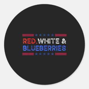 Funny Retro Red, White And Blueberries Patriot Classic Round Sticker