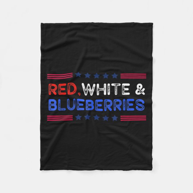Funny Retro Red, White And Blueberries Patriot  Fleece Blanket (Front)