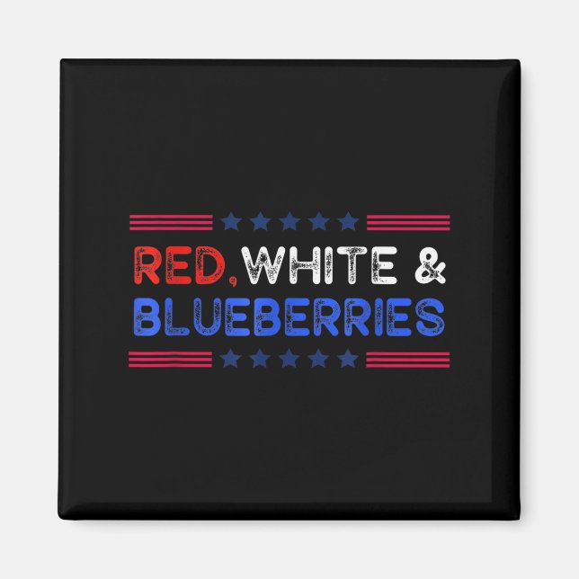 Funny Retro Red, White And Blueberries Patriot  Magnet (Front)