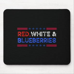 Funny Retro Red, White And Blueberries Patriot  Mouse Pad