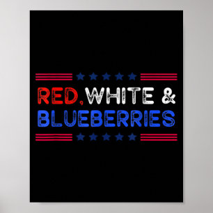 Funny Retro Red, White And Blueberries Patriot  Poster