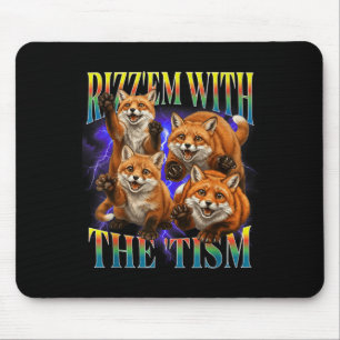 Funny Retro Rizz Em with The Tism Fox Meme Mouse Pad