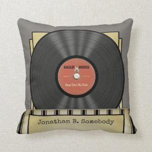 Funny Retro Rock Vinyl Record Cushion