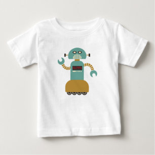 Funny Retro Roller Robot Baby T-Shirt