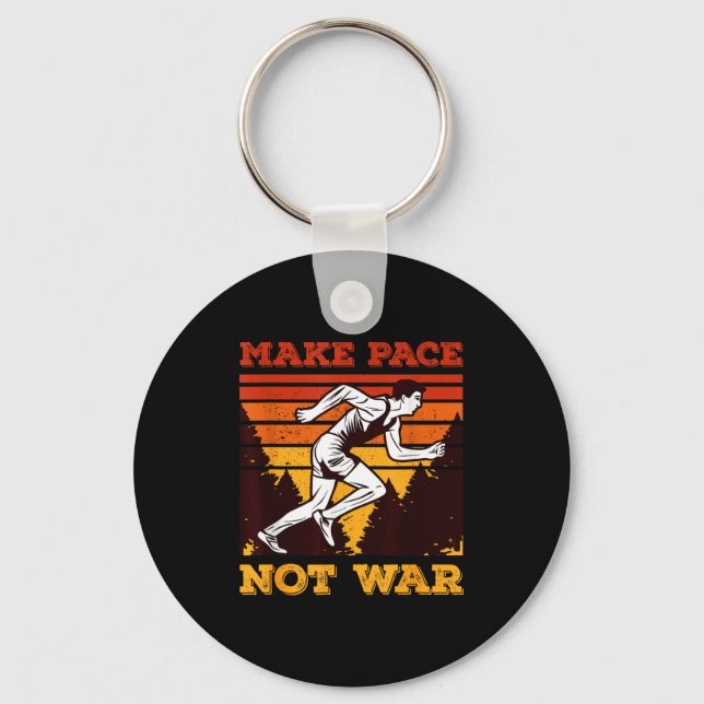Funny Retro Runner Running Quote Gift - Make Pace  Key Ring (Front)