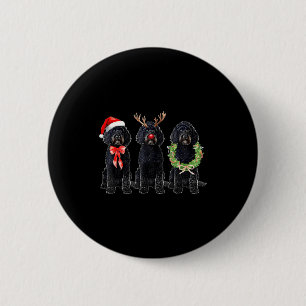 Funny Retro Santa Black Goldendoodle Dog Reindeer  6 Cm Round Badge