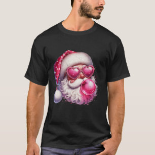 Funny Retro Santa Christmas Blowing Bubble Gum Vin T-Shirt