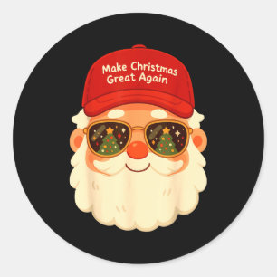 Funny Retro Santa Christmas Trump Xmas Men Women  Classic Round Sticker