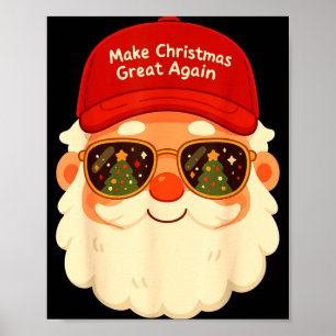 Funny Retro Santa Christmas Trump Xmas Men Women Poster