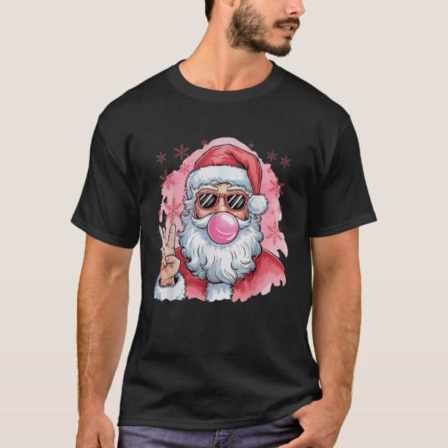 Funny Retro Santa Claus Christmas Bubble Gum with  T-Shirt (Front)