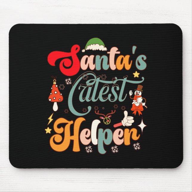 Funny Retro Santas Cutest Helper  Mouse Pad (Front)