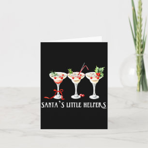 Funny Retro Santa's Little Helper Martini Merry Ch Card