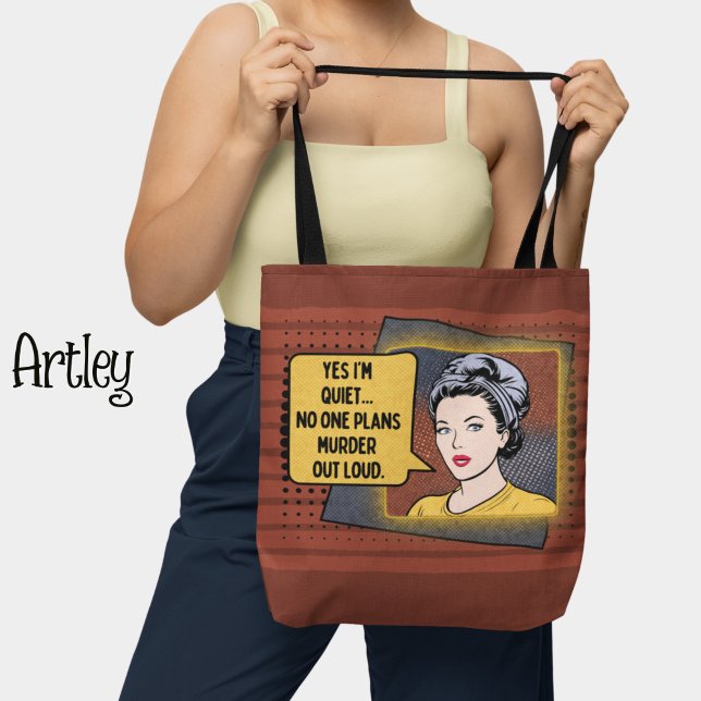 Funny Retro Sarcastic Quote Pop Art Girl Red  Tote Bag (Creator Uploaded)