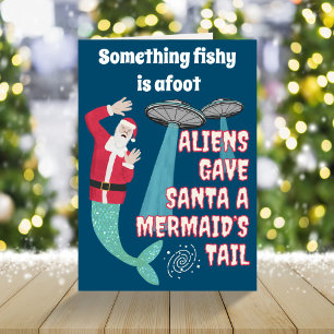 Funny retro sci-fi aliens Christmas Holiday  Card