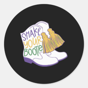 Funny Retro Shake Your Bootie Mardi Gras Costume N Classic Round Sticker