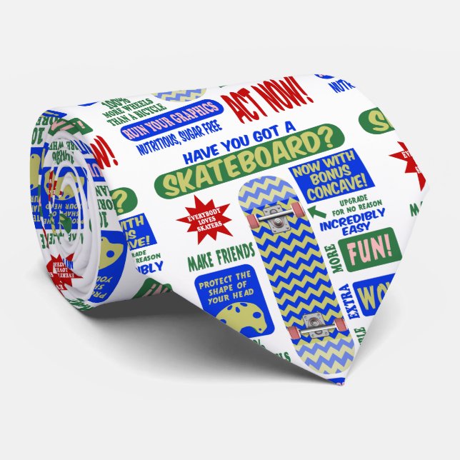 Funny retro skateboard poster tie (Rolled)
