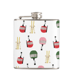 Funny Retro Ski Lift Apres Ski Winter Skiing Skier Hip Flask