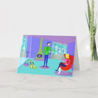 Funny Retro Ski Vacation Greeting Card