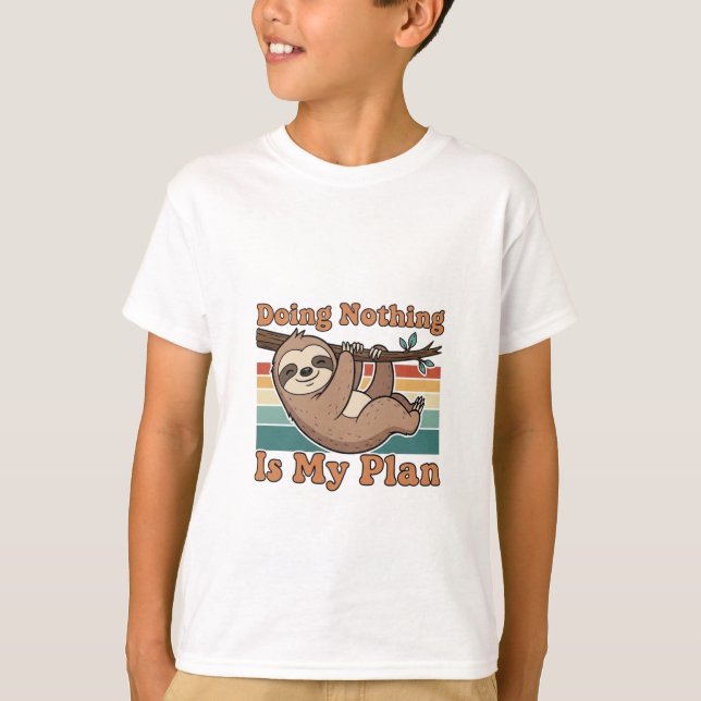 Funny Retro Sloth Kids Graphic T-Shirt (Front)