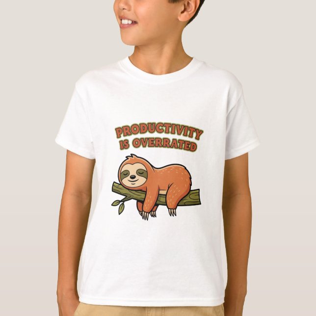 Funny Retro Sloth Kids Graphic T-Shirt (Front)