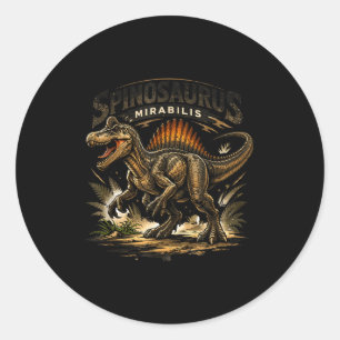 Funny retro spinosaurus dinosaur spinosaurus classic round sticker