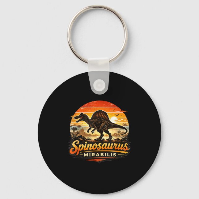Funny retro spinosaurus dinosaur spinosaurus key ring (Front)