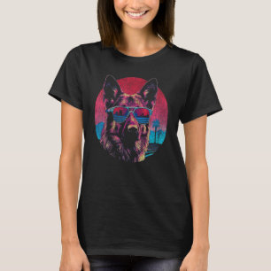Funny Retro Style German Shepherd Wearing Sunglass T-Shirt