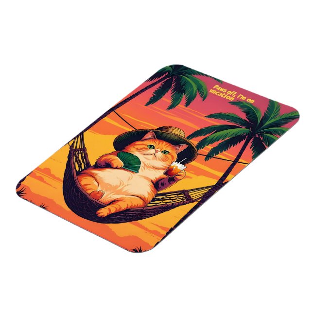 Funny Retro Summer Cat Vacation Magnet (Left Side)