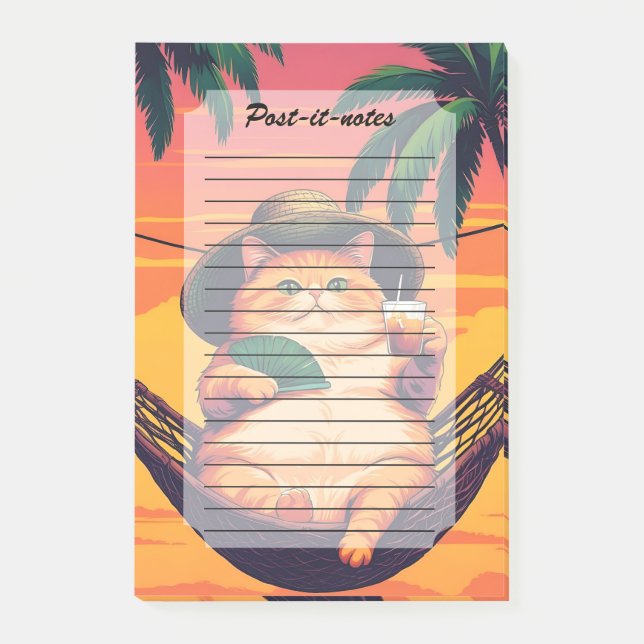 Funny Retro Summer Cat Vacation Post-it Notes (Front)