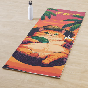Funny Retro Summer Cat Vacation Yoga Mat