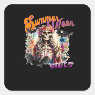 Funny Retro Summerween Vibes Halloween Aesthetic C Square Sticker