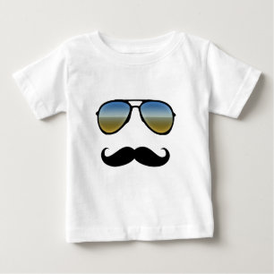 Funny Retro Sunglasses with Moustache Baby T-Shirt