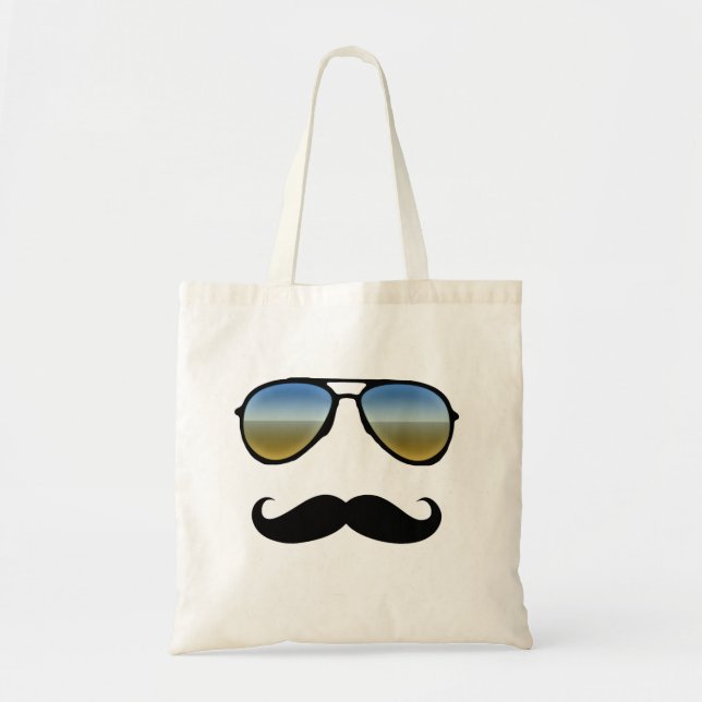 Funny Retro Sunglasses with Moustache Tote Bag (Front)