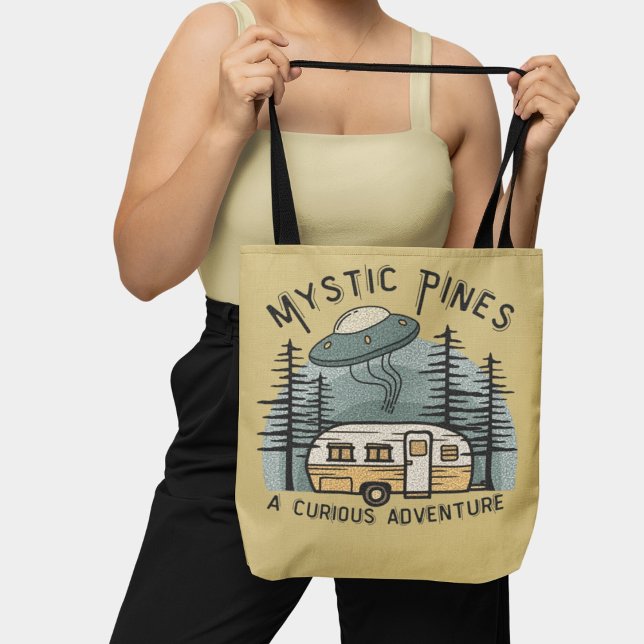 Funny Retro Sunset Camper Camping Alien UFO  Tote Bag (Creator Uploaded)