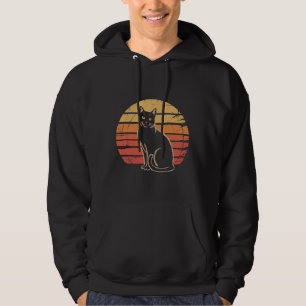 Funny Retro Sunset Cat Silhouette Vintage Hoodie