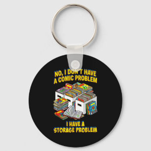 Funny retro superhero nerd geek reader comic book key ring